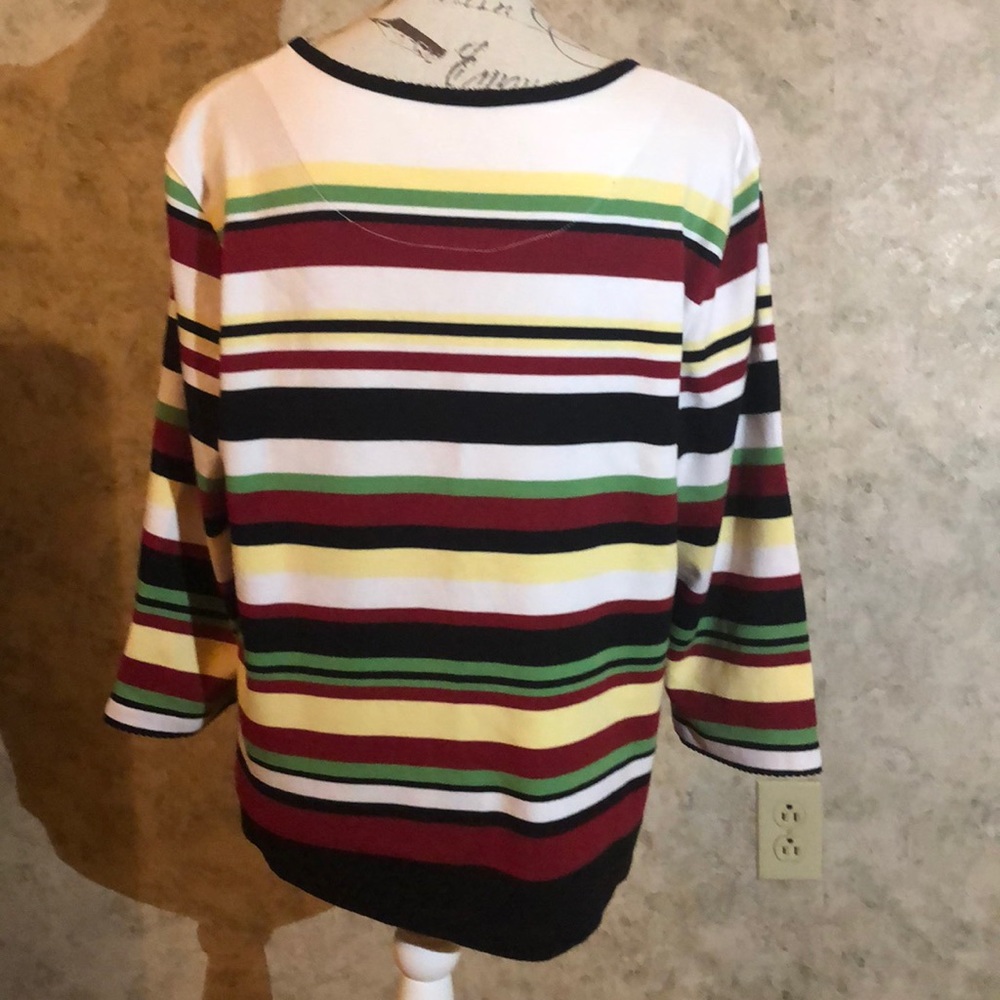 Alfred Dunner Petite Star-Studded Striped Top - Picture 4 of 8